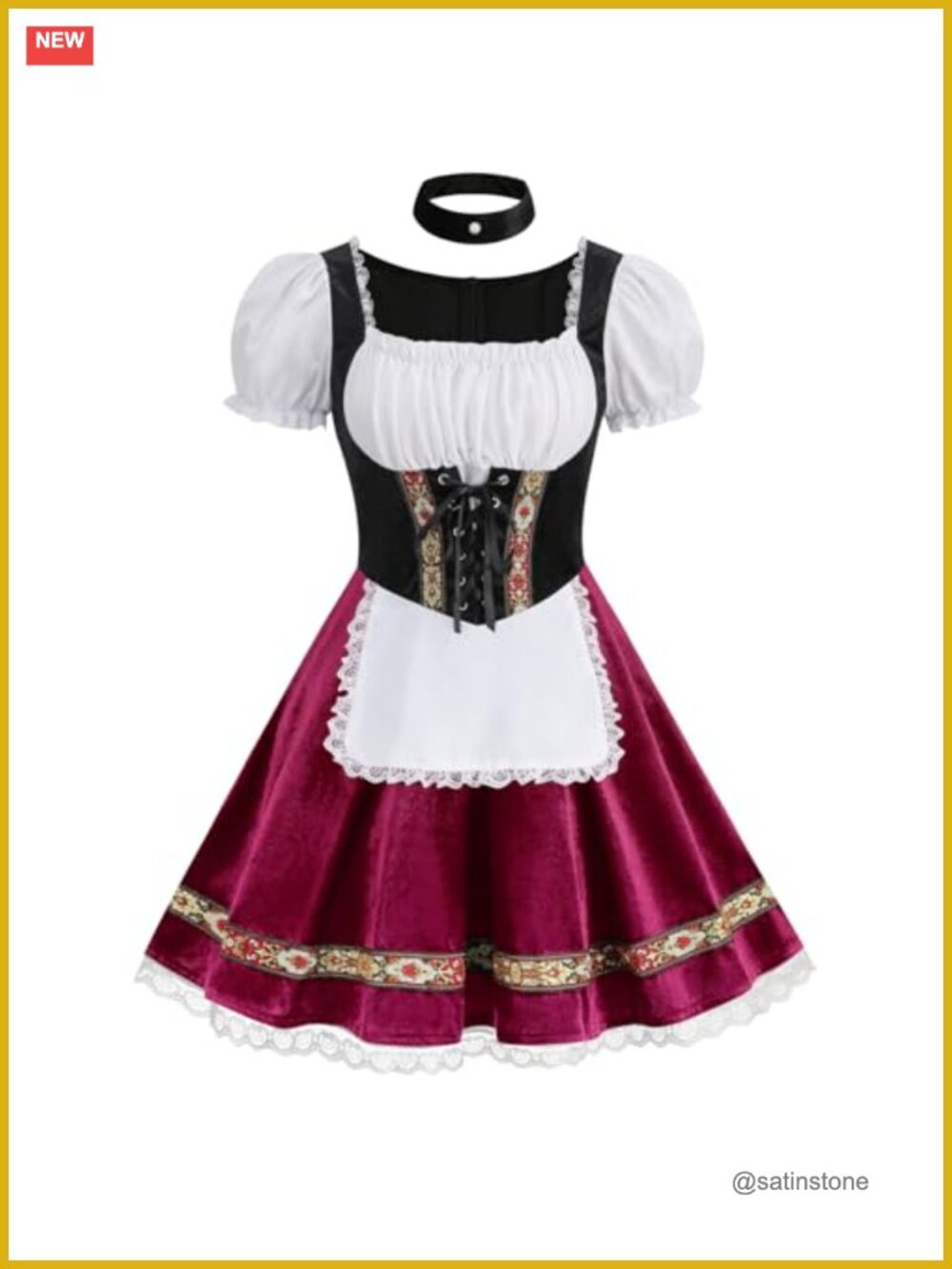 Women's Velvet Dirndl Costume Sets Traditional Bavarian Oktoberfest Dress with